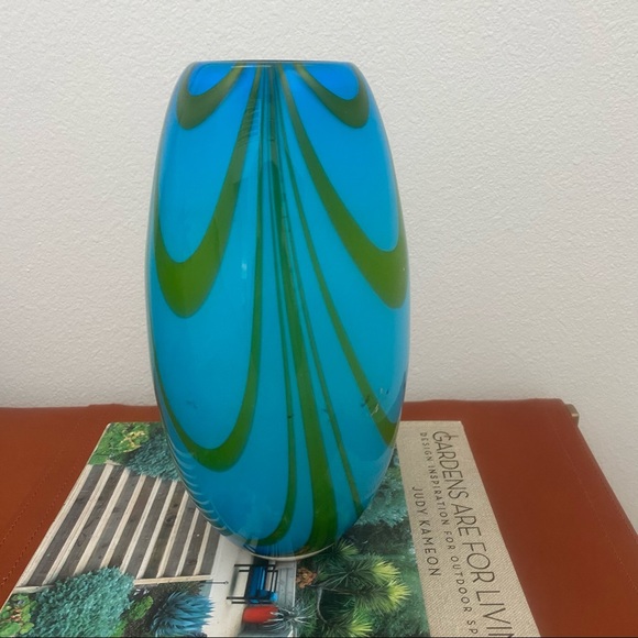 Anthropologie Art Deco Blue Pattern Vase - Picture 4 of 7
